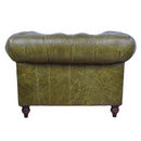 Windsor British Green Leather Chesterfield Armchair-Dovetailed &amp; Doublestitched