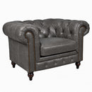 Windsor Iron Grey Leather Chesterfield Armchair