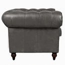 Windsor Iron Grey Leather Chesterfield Armchair