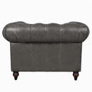 Windsor Iron Grey Leather Chesterfield Armchair
