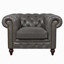 Windsor Iron Grey Leather Chesterfield Armchair