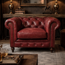Windsor Oxblood Red Leather Chesterfield Armchair-Dovetailed &amp; Doublestitched