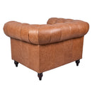 Windsor Tan Leather Chesterfield Armchair-Dovetailed &amp; Doublestitched