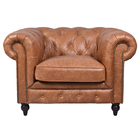 Windsor Tan Leather Chesterfield Armchair