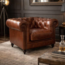 Windsor Vintage Leather Chesterfield Armchair-Dovetailed &amp; Doublestitched