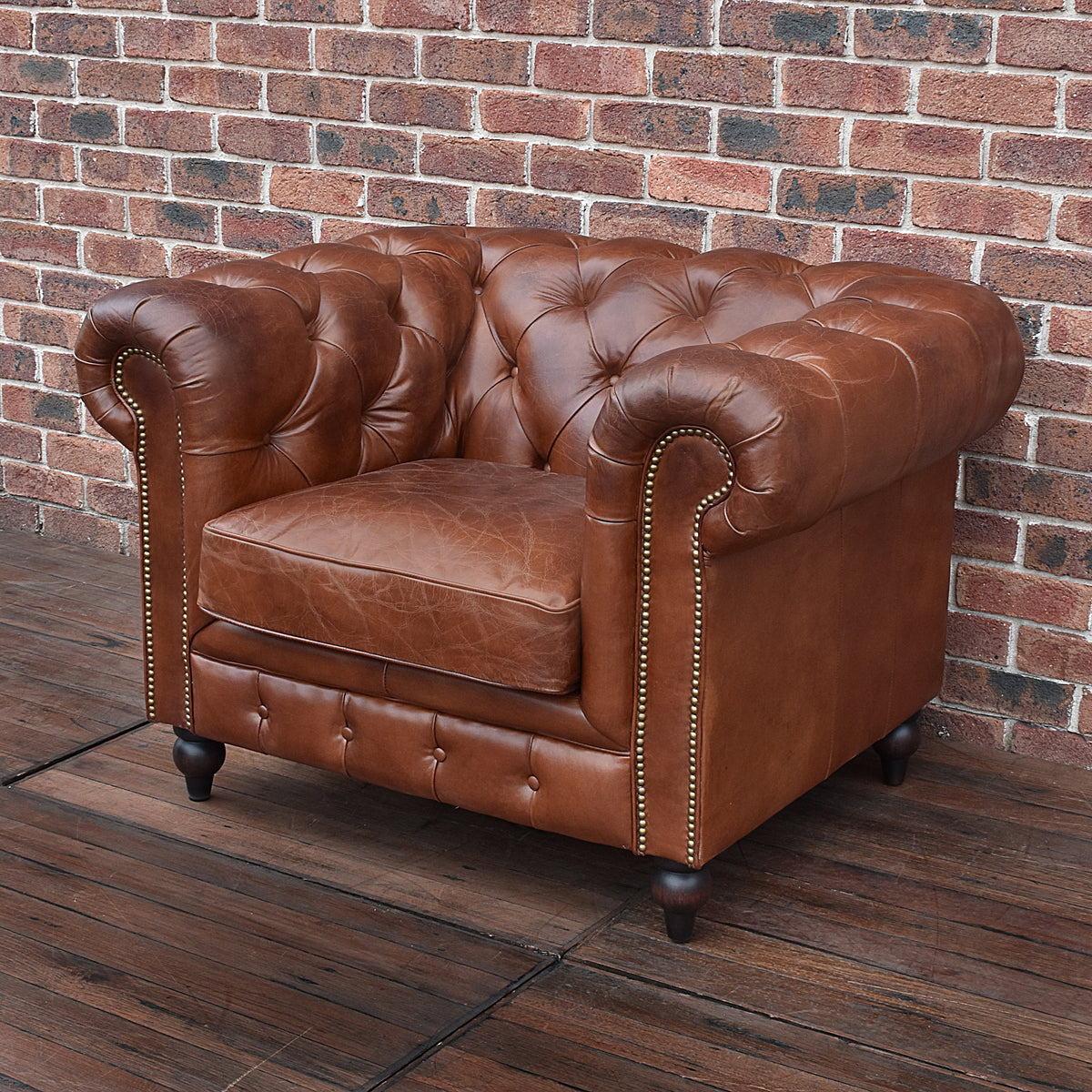 Windsor Vintage Leather Chesterfield Armchair Vintage Leather