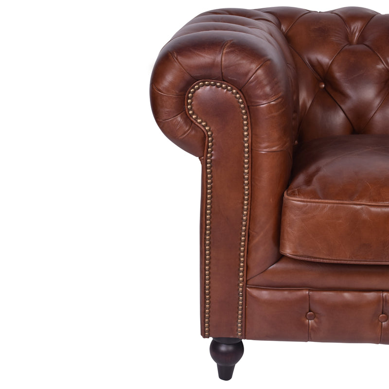 Windsor Vintage Leather Chesterfield Armchair-Dovetailed &amp; Doublestitched