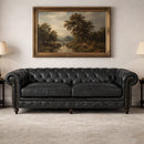 Windsor 3 Seater Black Leather Chesterfield Sofa