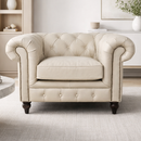 Windsor Sand White Leather Chesterfield Armchair