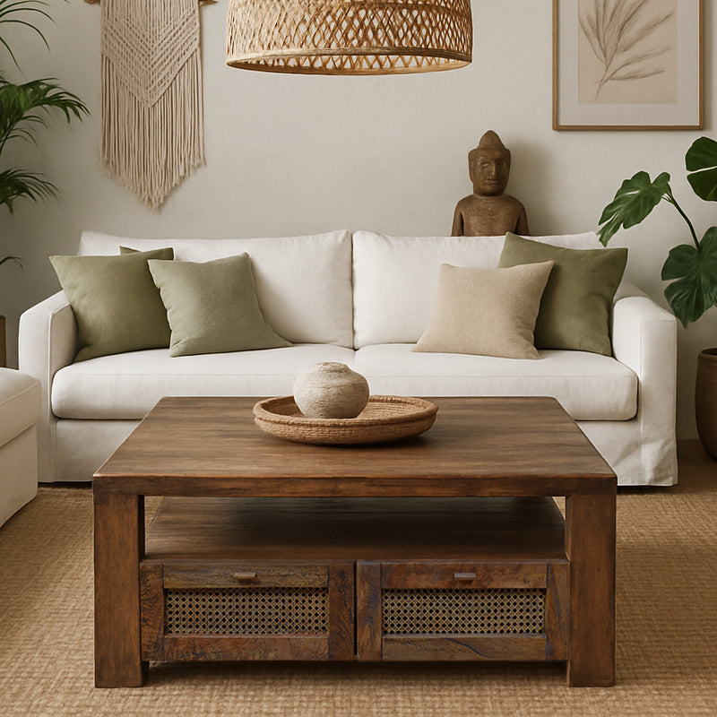 Avoca Square Coffee Table in Honey Brown
