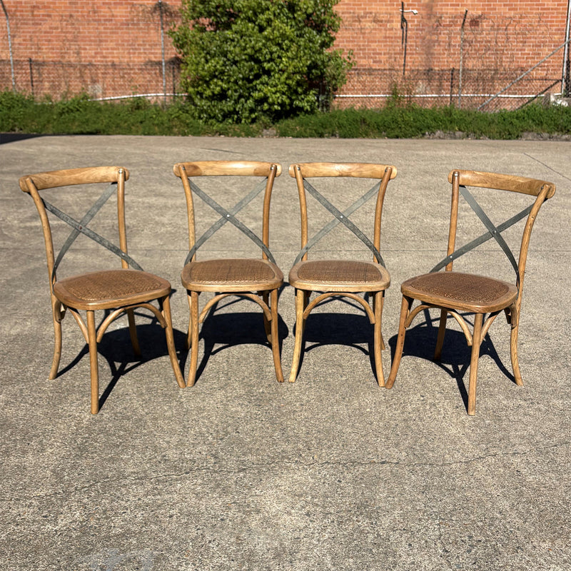 Hastings Cross Back Chair with Grey Metal Straps Set of 4
