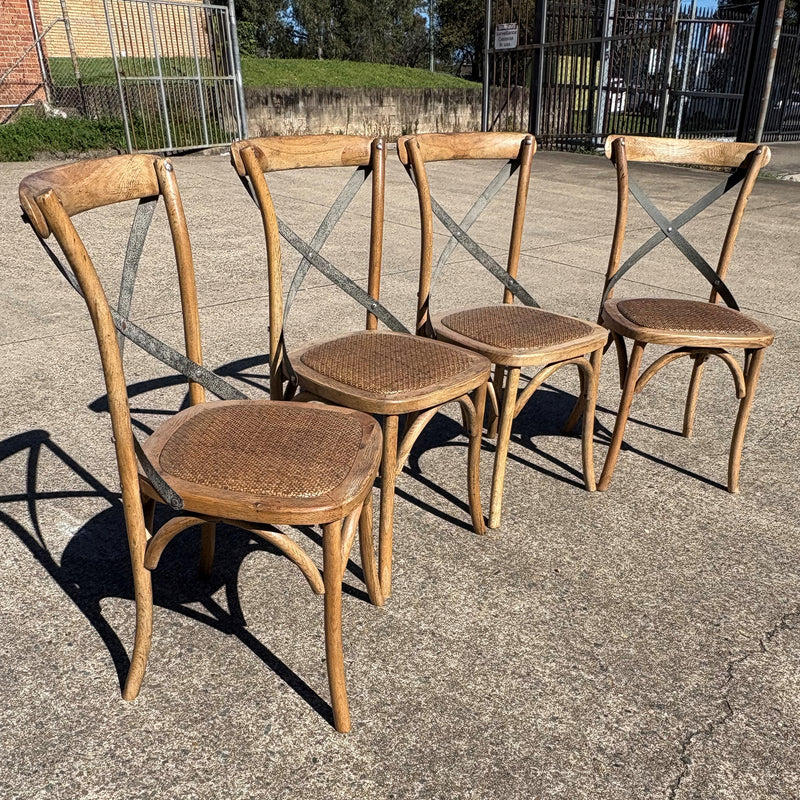 Hastings Cross Back Chair with Grey Metal Straps Set of 4