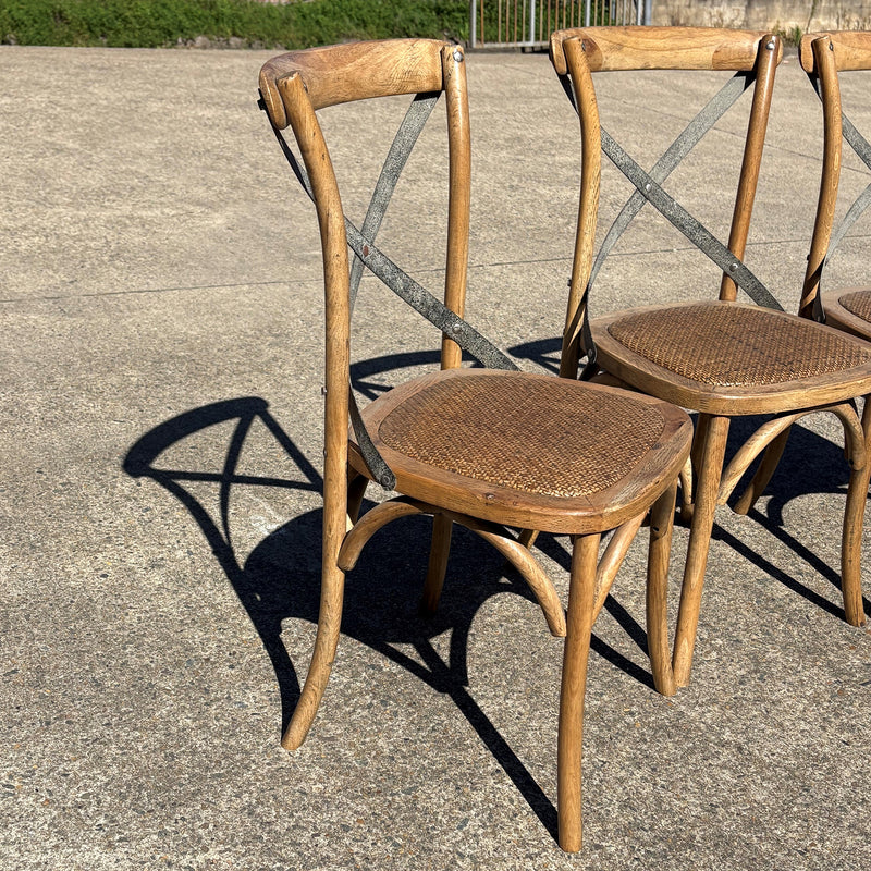 Hastings Cross Back Chair with Grey Metal Straps Set of 4
