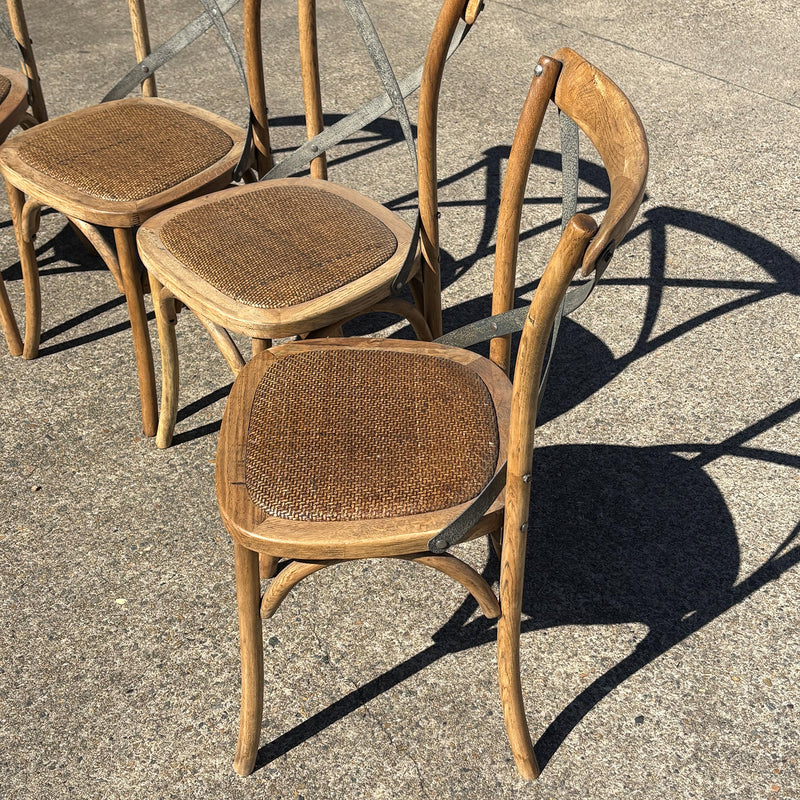 Hastings Cross Back Chair with Grey Metal Straps Set of 4