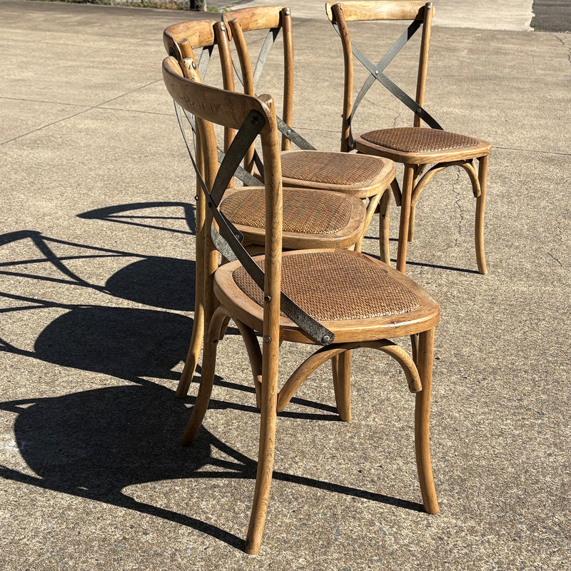 Hastings Cross Back Chair with Grey Metal Straps Set of 4