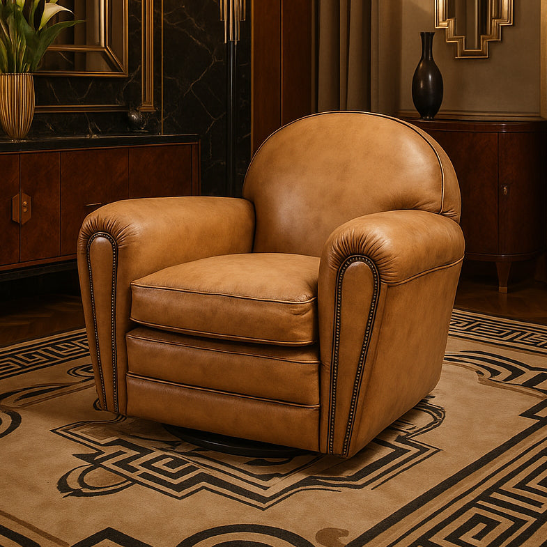 Sebastian Antique Leather Swivel Chair