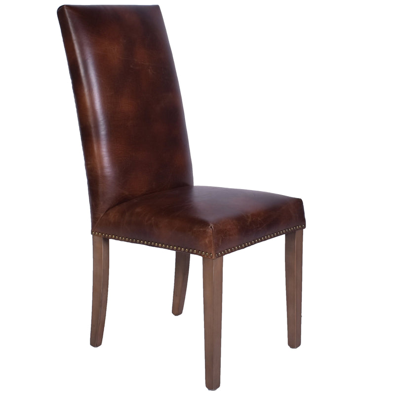 Alfred High Back Leather Dining Chair Briarsmoke-Dovetailed &amp; Doublestitched