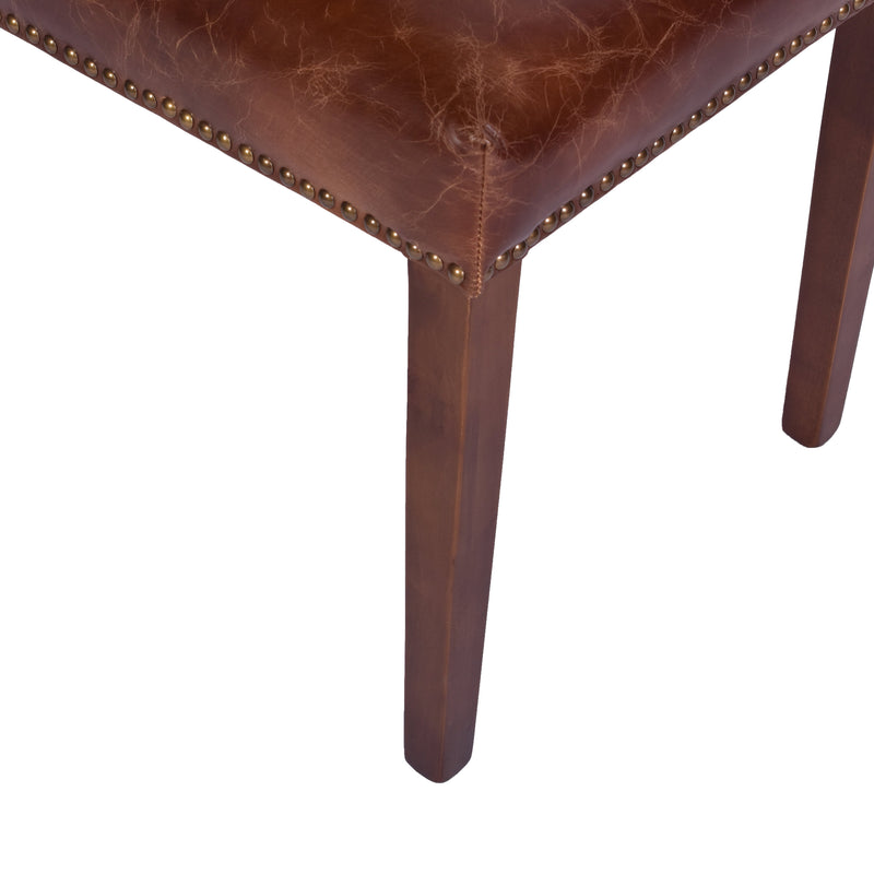 Alfred High Back Leather Dining Chair Maron-Dovetailed &amp; Doublestitched