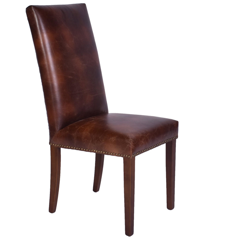 Alfred High Back Leather Dining Chair Maron-Dovetailed &amp; Doublestitched