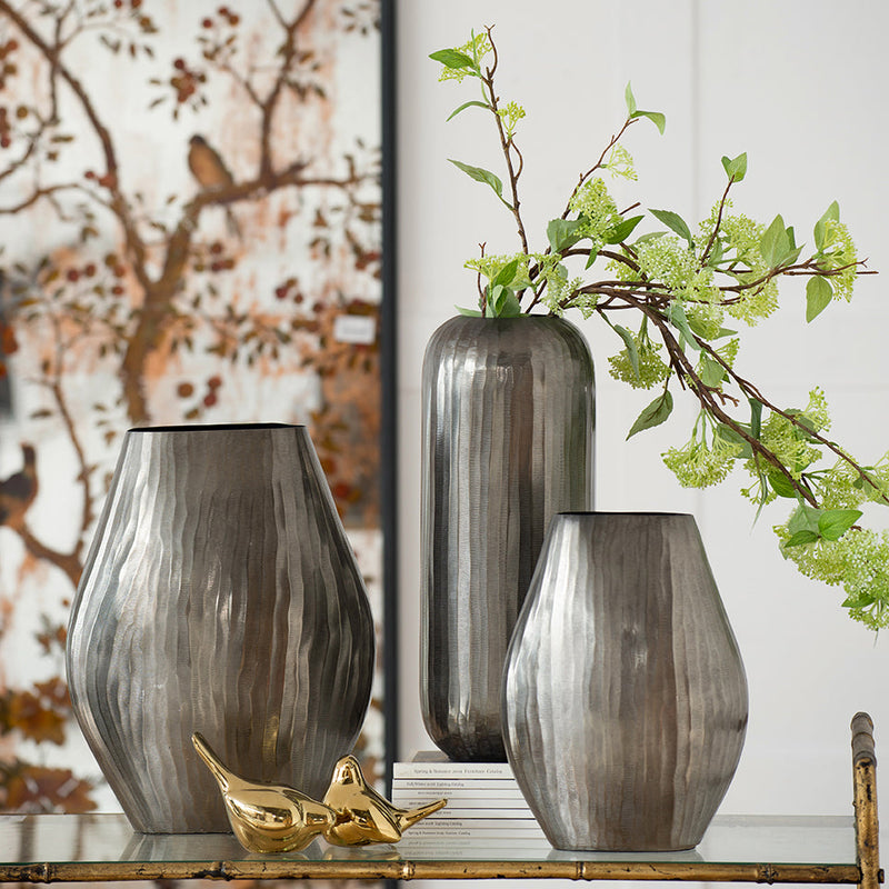 Aluminum Layered Chisel Oval Vase Large-Dovetailed &amp; Doublestitched