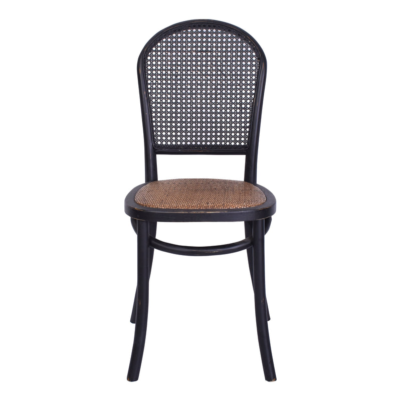 Antoine Rattan Dining Chair Black-Dovetailed &amp; Doublestitched