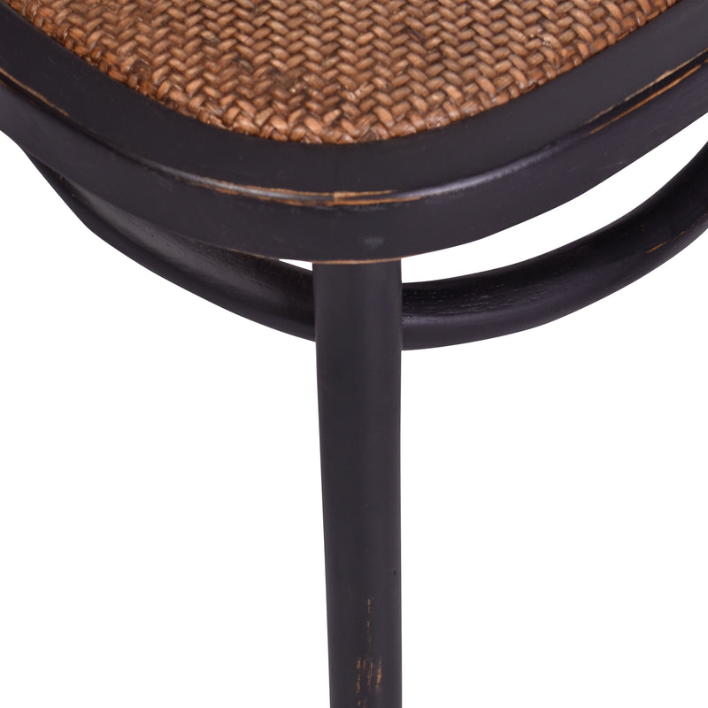Antoine Rattan Dining Chair Black-Dovetailed &amp; Doublestitched