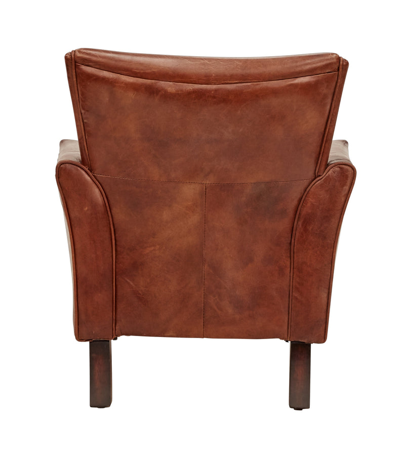 Augustus Art Deco Vintage Leather Armchair-Dovetailed &amp; Doublestitched