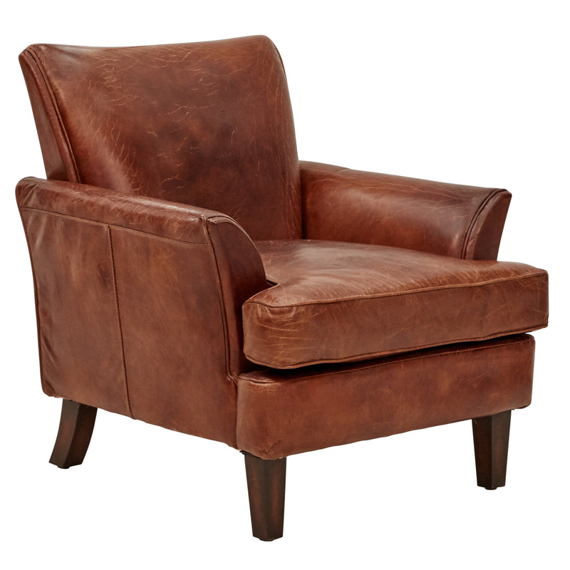 Augustus Art Deco Vintage Leather Armchair-Dovetailed &amp; Doublestitched