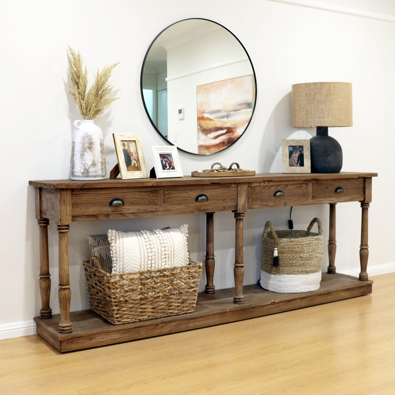 Augustus Farmhouse Console Table-Dovetailed &amp; Doublestitched