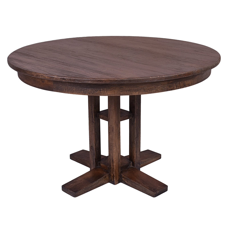 Avoca 120 Round Dining Table In Honey Brown-Dovetailed &amp; Doublestitched