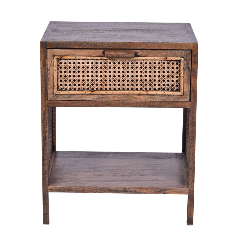 Avoca Honey Brown Rattan Side Table-Dovetailed &amp; Doublestitched