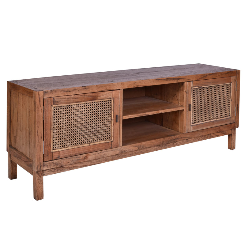 Avoca Light Brown Rattan Entertainment Unit-Dovetailed &amp; Doublestitched