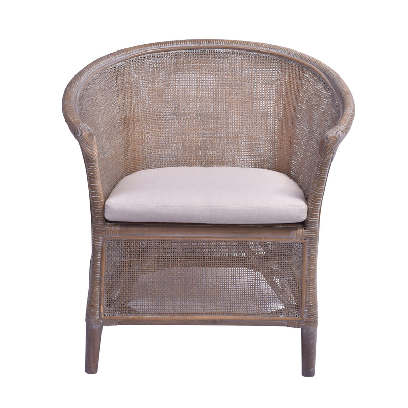 Avoca Rattan Armchair in Grey Wash-Dovetailed &amp; Doublestitched