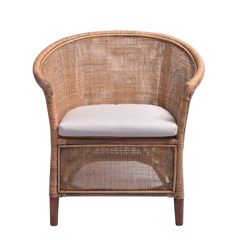 Avoca Rattan Armchair in Honey Brown-Dovetailed &amp; Doublestitched