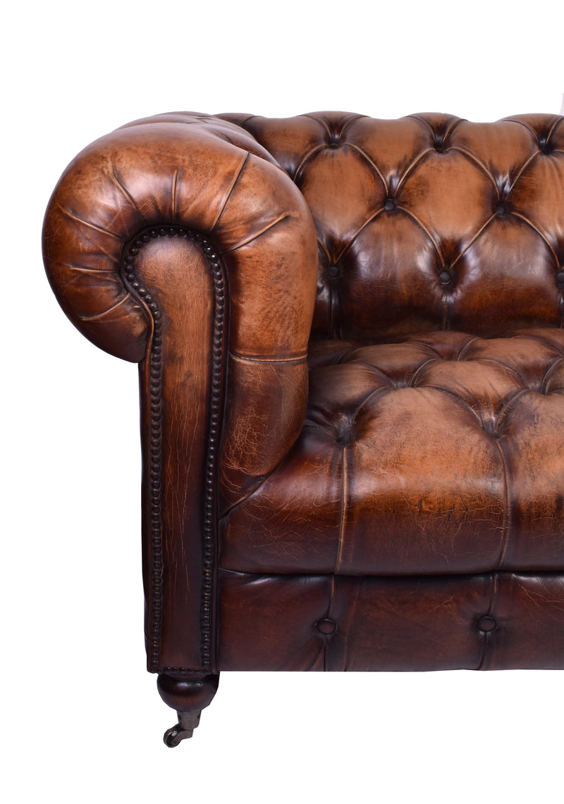 Barrington Antique Leather Chesterfield Sofa - 3 Seater-Dovetailed &amp; Doublestitched