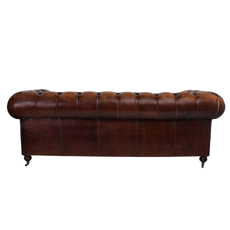 Barrington Antique Leather Chesterfield Sofa - 3 Seater-Dovetailed &amp; Doublestitched