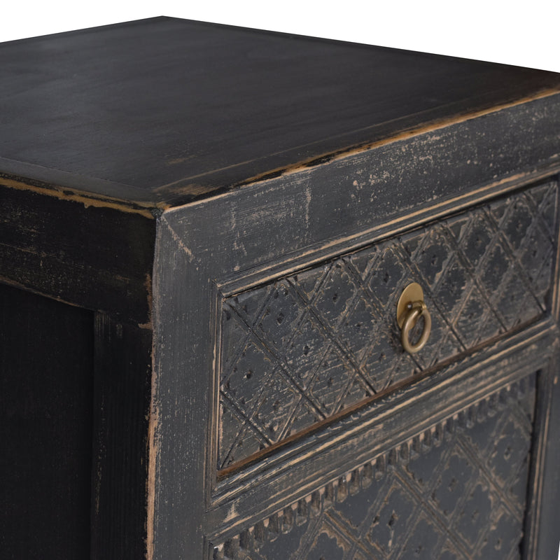 Beijing Bedside Cabinet Pair - Black-Dovetailed &amp; Doublestitched