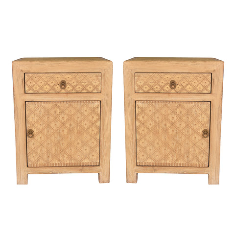 Beijing Bedside Cabinet Pair - Natural