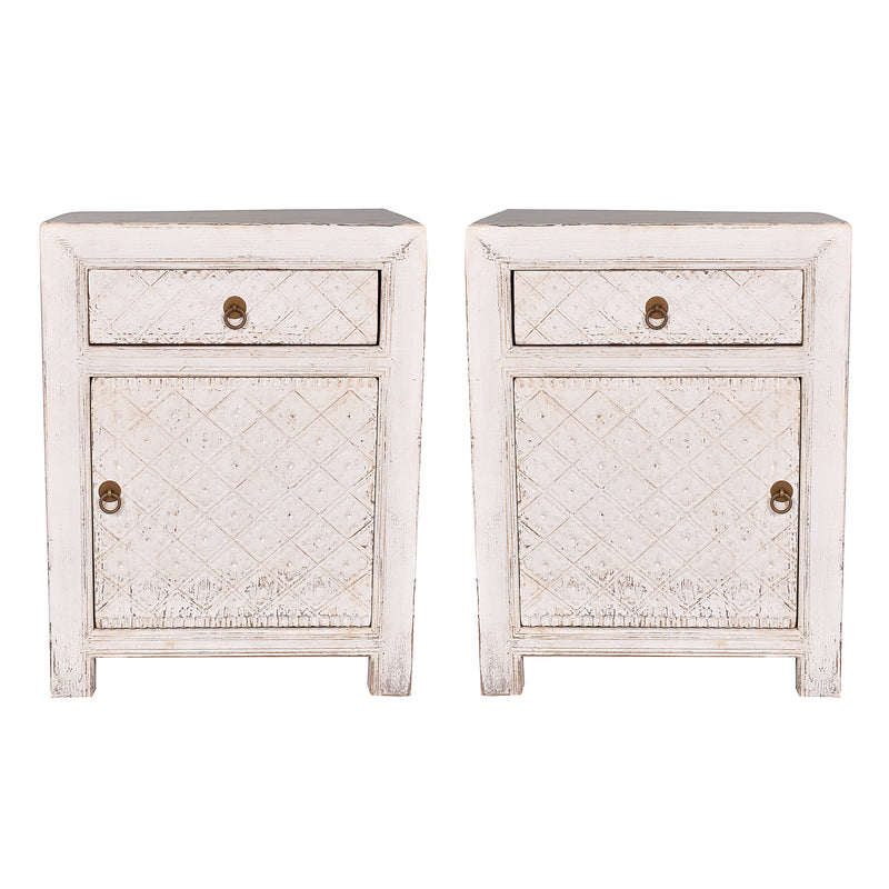Beijing Bedside Cabinet Pair - White-Dovetailed &amp; Doublestitched