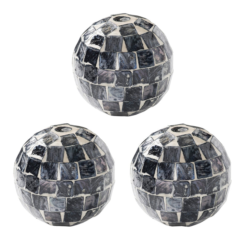Black and White Balls Set of 3-Dovetailed &amp; Doublestitched