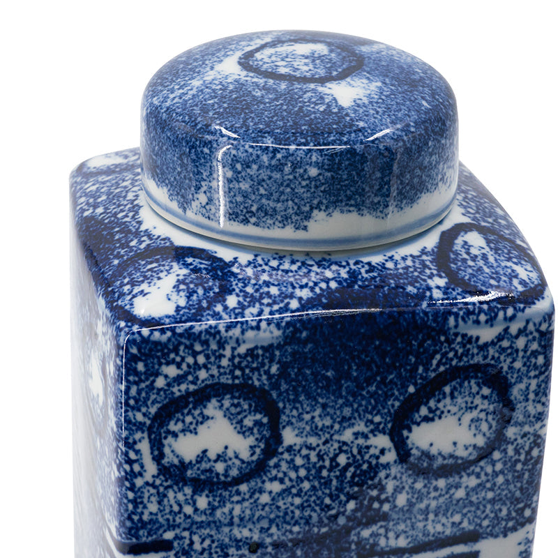 Blue Washed Lidded Jar-Dovetailed &amp; Doublestitched
