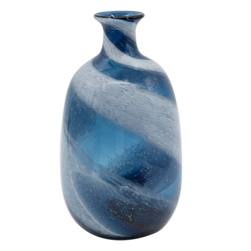 Blue & White Glass Vase Large-Dovetailed &amp; Doublestitched