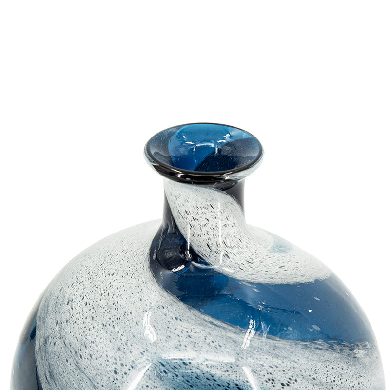 Blue & White Glass Vase Round-Dovetailed &amp; Doublestitched