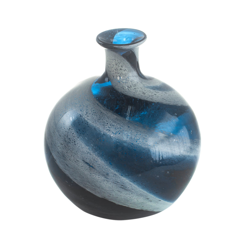 Blue & White Glass Vase Round-Dovetailed &amp; Doublestitched