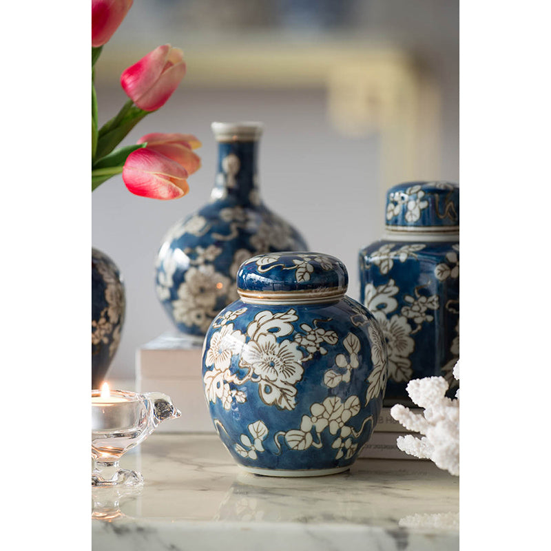 Blue & White Jar/Vase Set of 4-Dovetailed &amp; Doublestitched