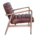 Borsen Brown Leather Mid Century Armchair-Dovetailed &amp; Doublestitched