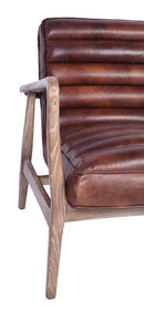 Borsen Brown Leather Mid Century Armchair-Dovetailed &amp; Doublestitched