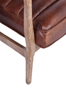 Borsen Brown Leather Mid Century Armchair-Dovetailed &amp; Doublestitched