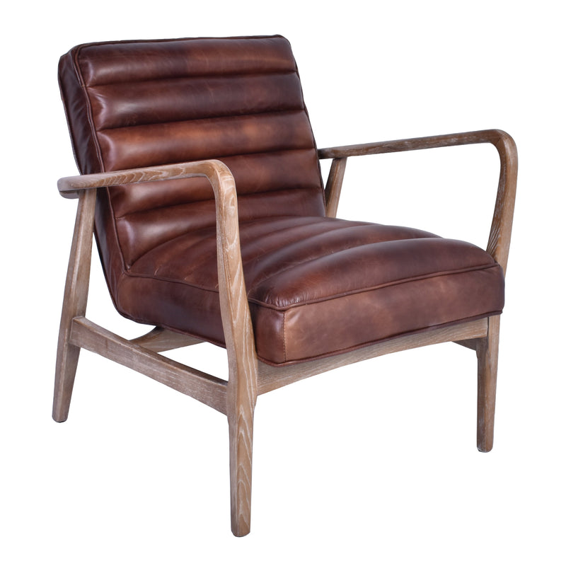 Borsen Brown Leather Mid Century Armchair-Dovetailed &amp; Doublestitched