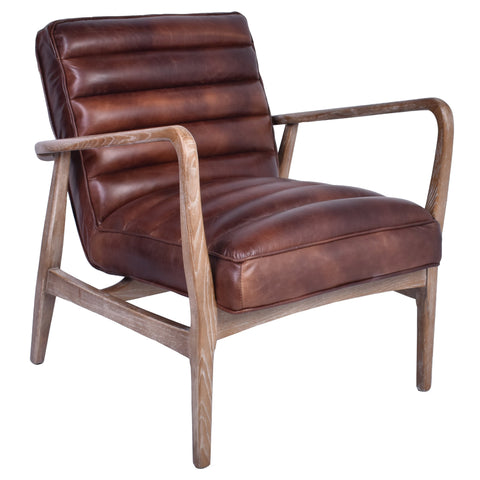 Borsen Brown Leather Mid Century Armchair